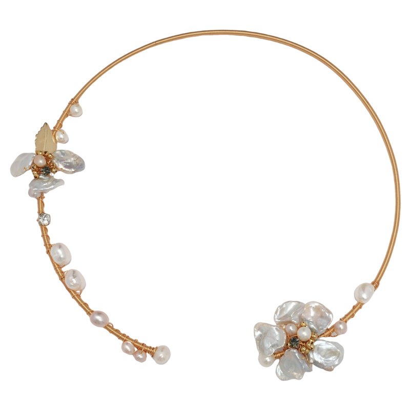 S2745H1 Pearl Flower Necklace Choker fine handmade gifts