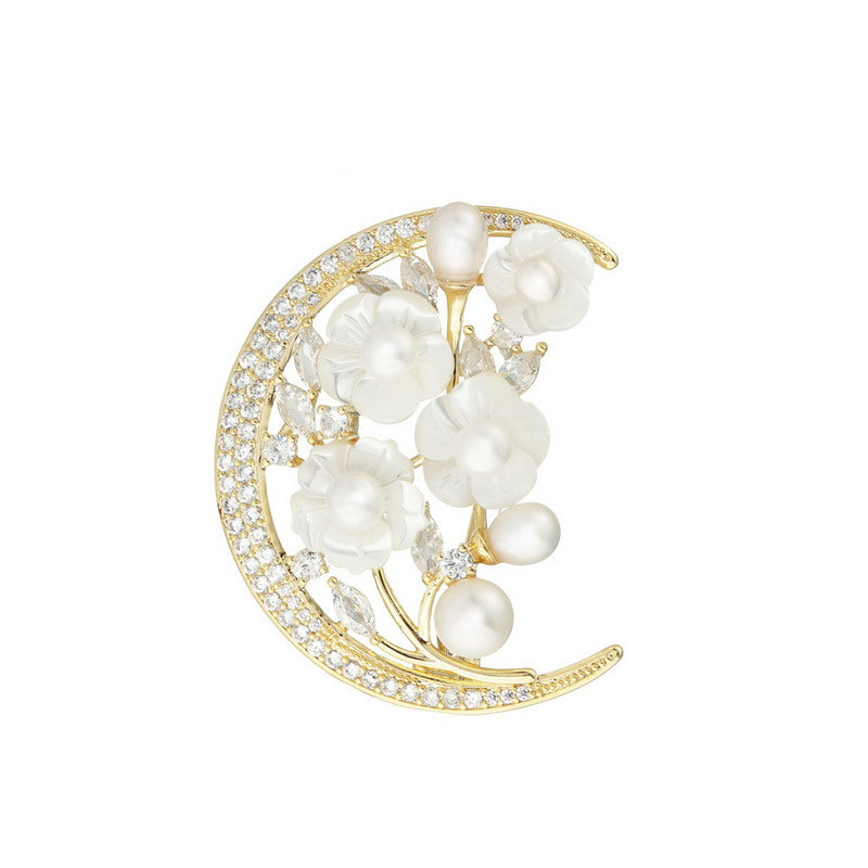 S2243B1 Pearl Flower Brooch Scarf Buckle fine handmade gifts