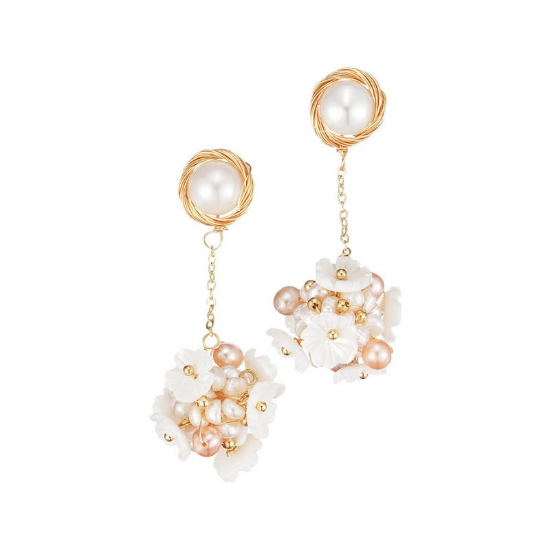 S4808E1 Pearl Flower Earrings Stud Ear Accessories fine handmade gifts