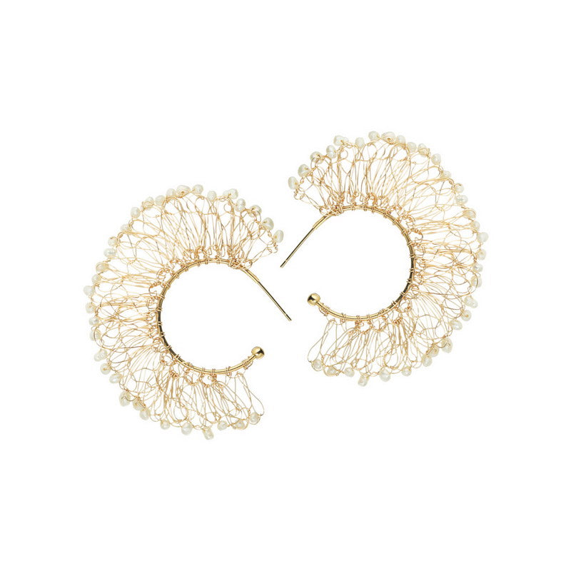 S4893E1 Pearl Copper Stud Ear Accessories Hoop Earrings fine handmade gifts