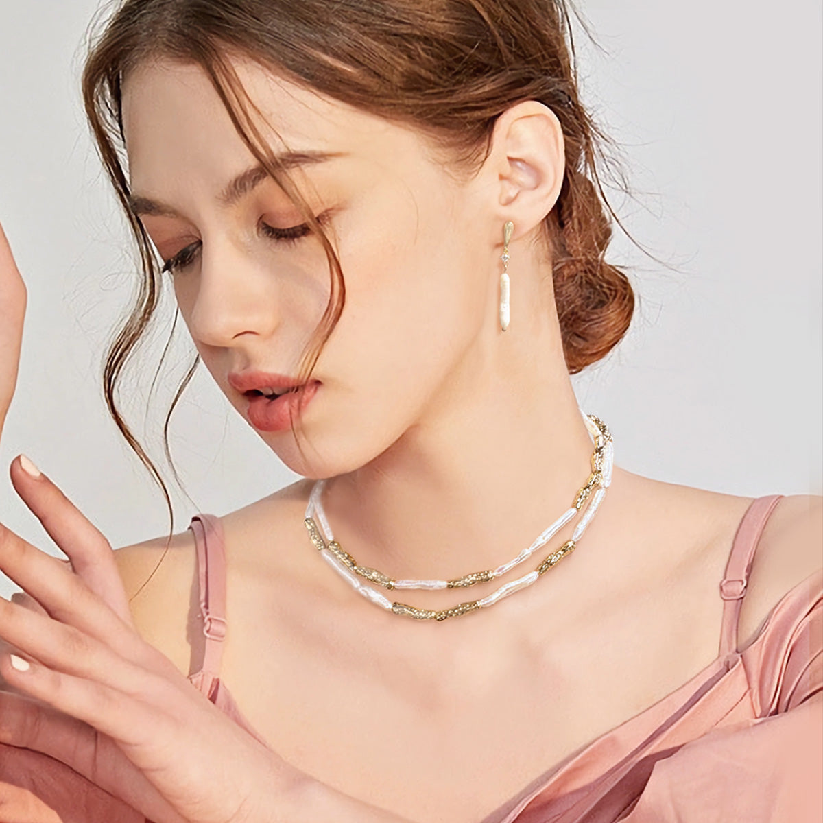 S2647N1 Pearl Sweater Chain Long Necklace Choker simple elegant fashion handmade gifts