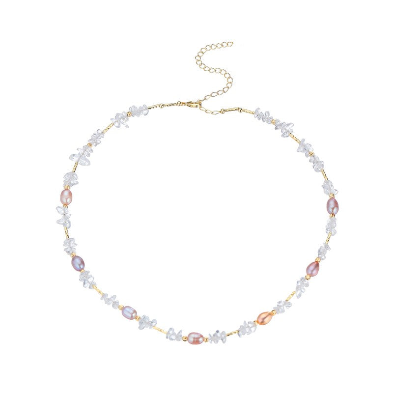 S2773N1 Pearl Pure White Quartz Necklace Choker Sweater Chain Long necklace fine handmade gifts