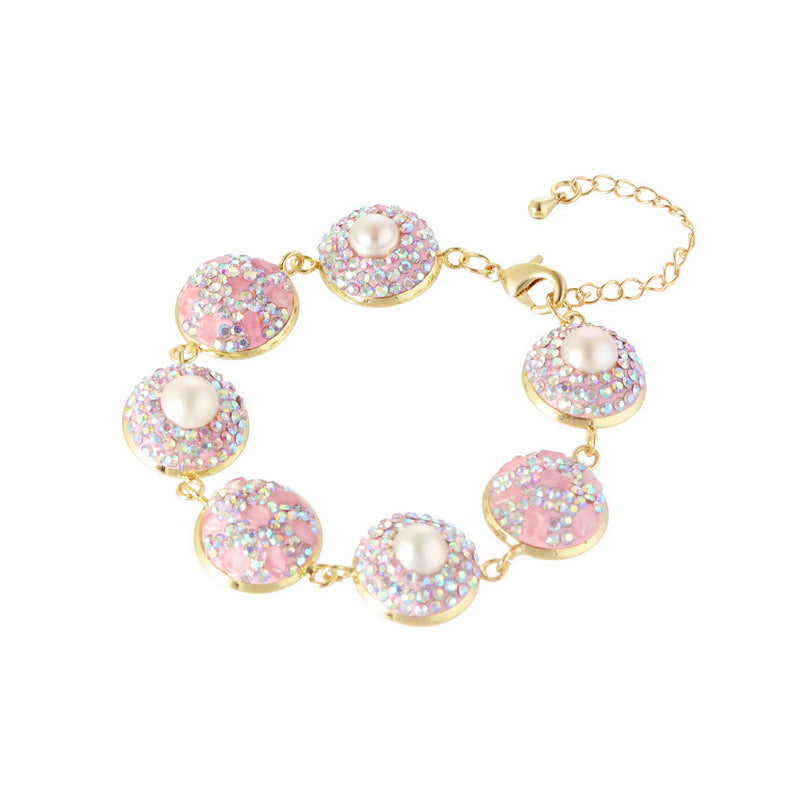 S2215C1 pearl Rose Quartz bracelet Bangle Hand Chain fine handmade gifts