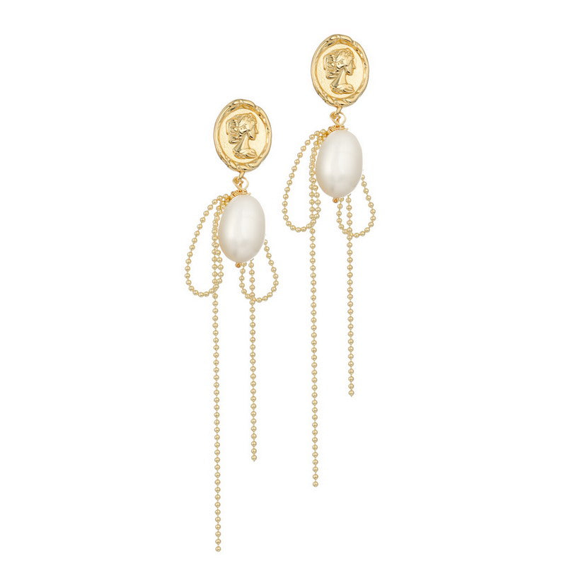 S4716E1 Pearl Long Earrings Stud Ear Accessories fine handmade gifts