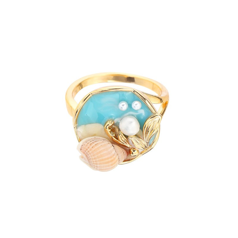 S2112R1 Pearl adjustable one-size-fits-all Engagement Rings fine handmade gifts