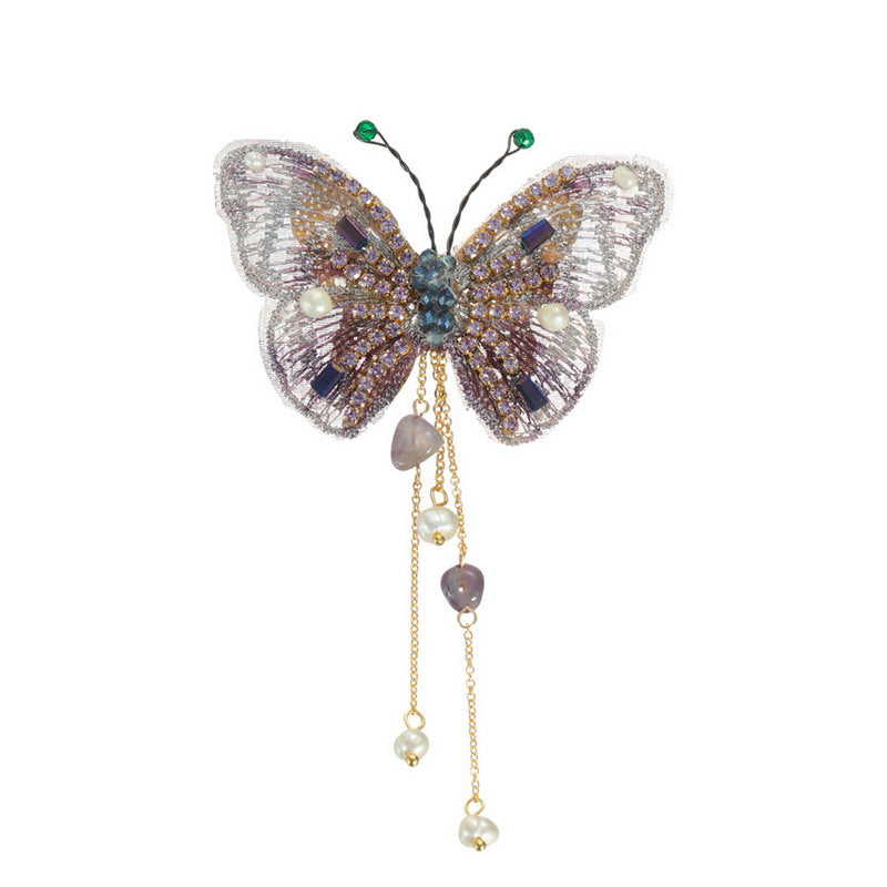 S2312B1 pearl butterfly brooch Scarf Buckle fine handmade gifts