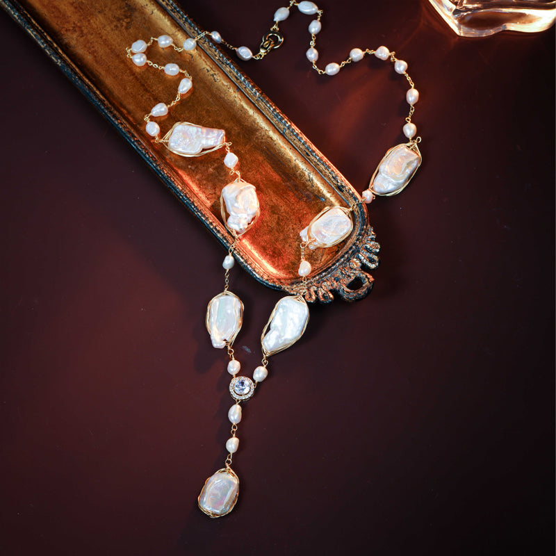 S2612N1 Pearl Sweater Chain Long Necklace Choker fine handmade gifts