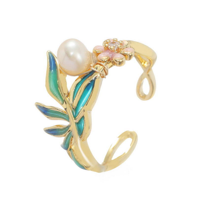S2084R1 Pearl adjustable one-size-fits-all Engagement Rings fine handmade gifts