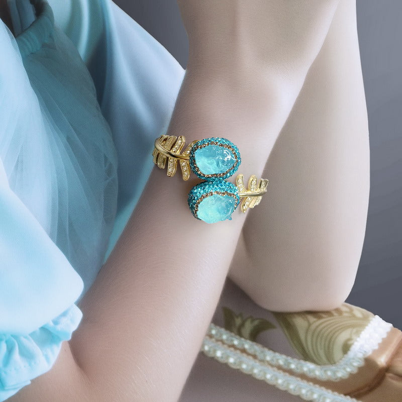 S2141C1 Pure Aquamarine Bracelet Bangle fine handmade gifts