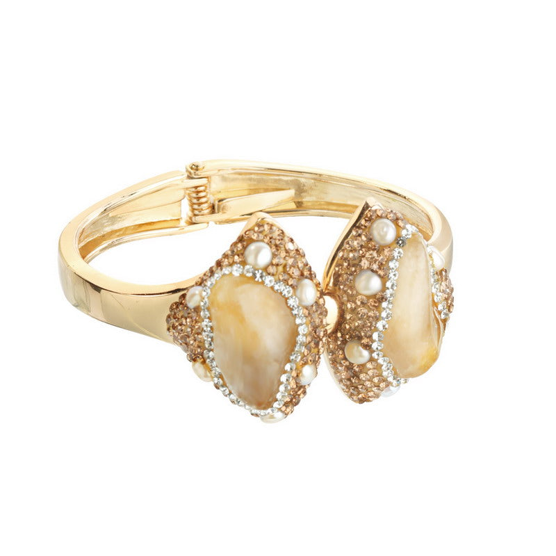 S2207C1 Pure Citrine Pearl Bracelet Bangle Hand Chain fine handmade gifts