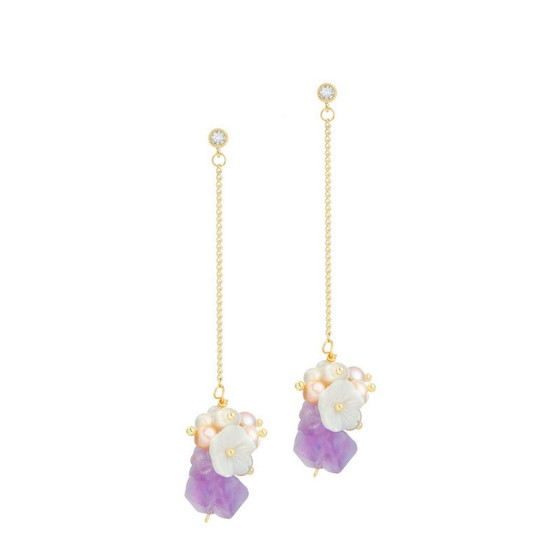 S4451E1 Pure Amethyst Pearl Stud Earrings Ear Accessories fine handmade gifts