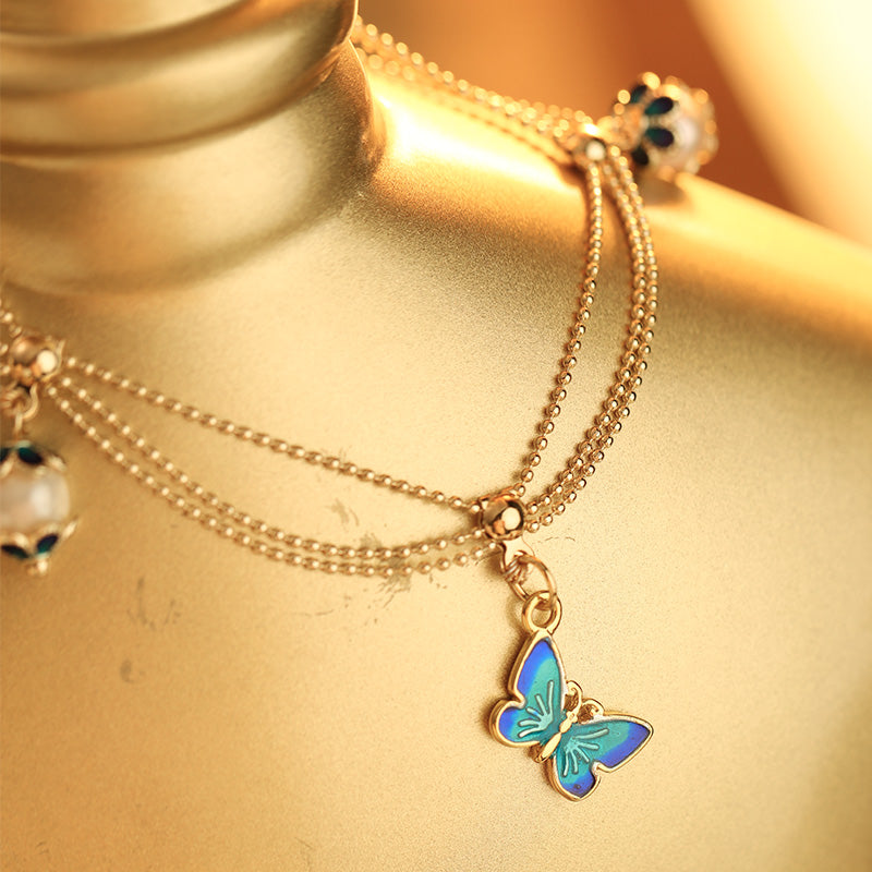 S2554N1 Pearl butterfly Necklace Choker necklace fine handmade gifts