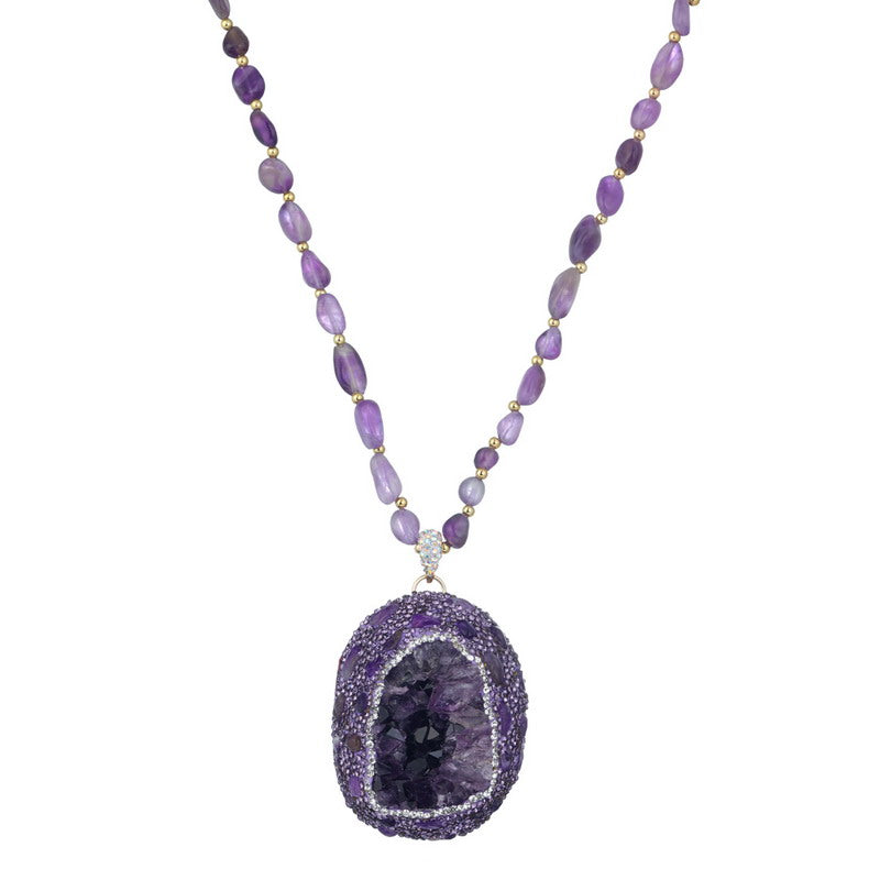 S2487N1 Amethyst Long Necklace Sweater chain fine handmade gifts