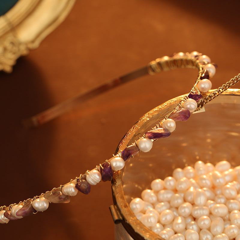 S2675H1 Pure Amethyst Pearl Anti-Slip Hair accessories Hairband Hair Hoop fine handmade gifts