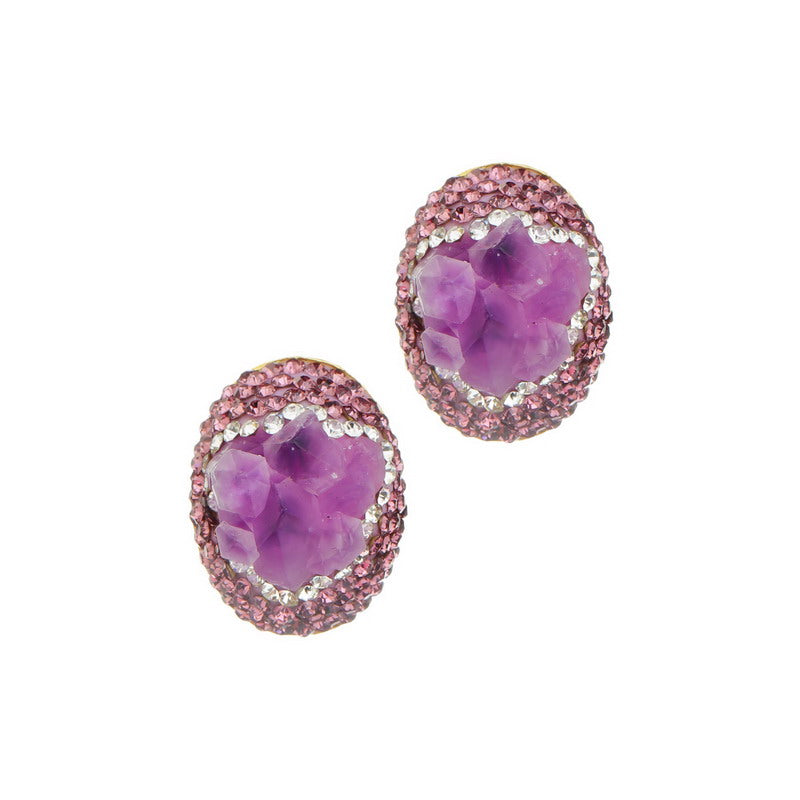 S4758E1 Pure Amethyst earrings Stud Ear Accessories fine handmade gifts
