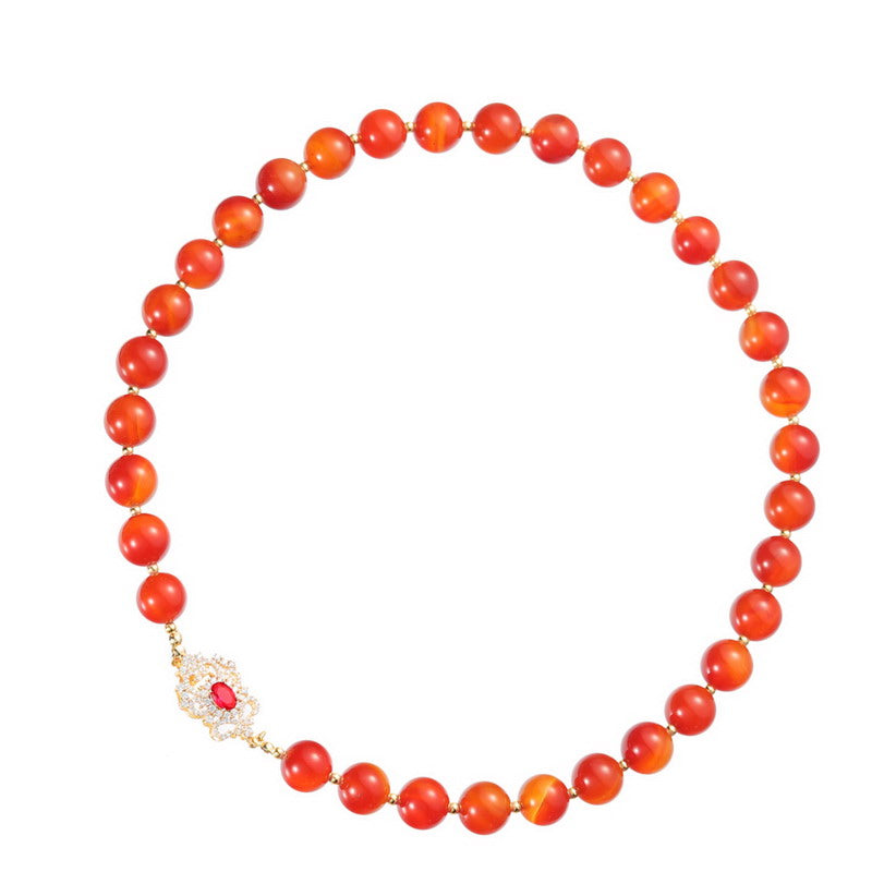 S2653N1 Pure Red Agate Long Necklace Sweater chain Choker fine handmade gifts