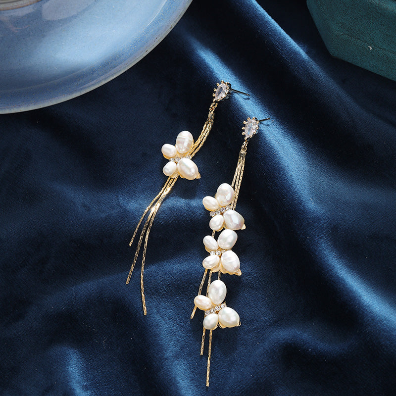 S4635E1 Pearl Long irregular Earrings Stud Ear Accessories fine handmade gifts