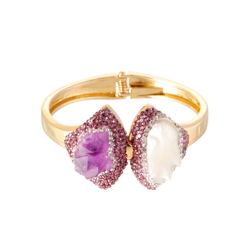 S2216C1 Pure Amethyst pearl bracelet Bangle Hand Chain fine handmade gifts