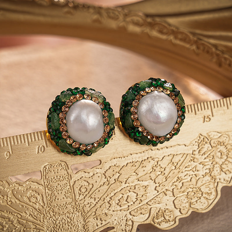S4835E1 Pearl Pure Quartzite Stud Ear Accessories Earrings fine handmade gifts