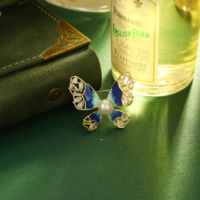 S2341B1 Pearl butterfly Brooch Scarf Buckle fine handmade gifts