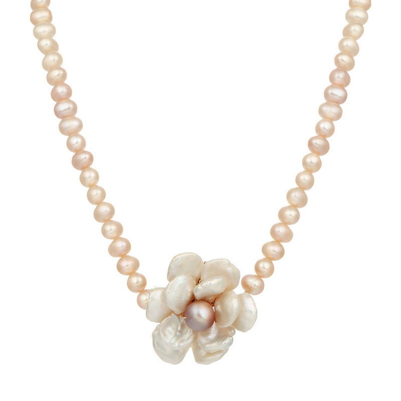 S2571N1 Pearl flower Sweater Chain Long Necklace fine handmade gifts