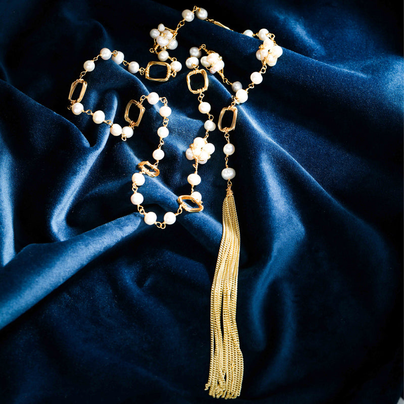 S2621N1 Pearl Sweater Chain Long Necklace Choker fine handmade gifts