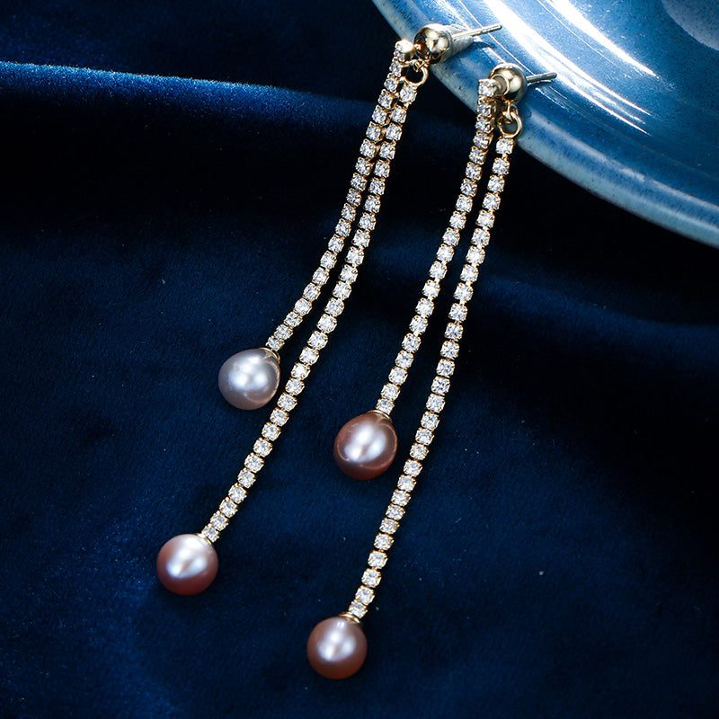 S4672E1 Pearl Long Earrings Stud Ear Accessories fine handmade gifts