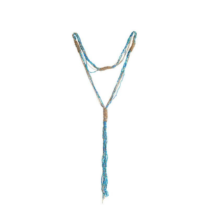 S2615N1 Long Necklace Sweater chain with tassels fine handmade gifts