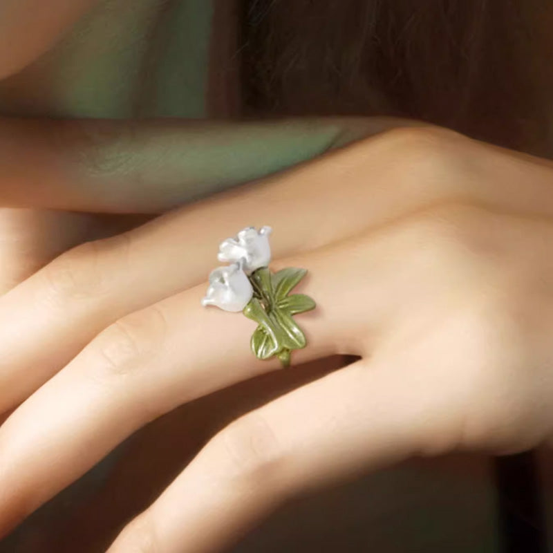 S1932R1 Pearl flower adjustable one-size-fits-all Engagement Rings fine handmade gifts