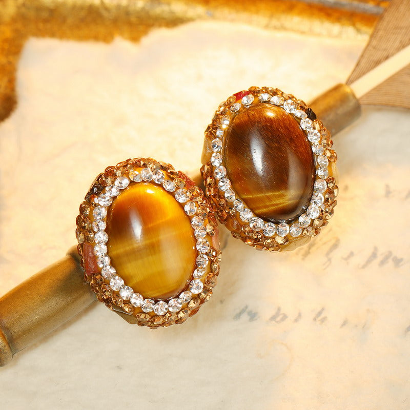 S4805E1 Tiger's Eye Earrings Stud Ear Accessories fine handmade gifts