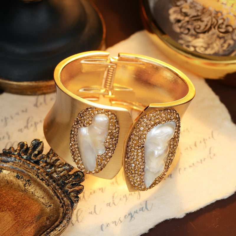S2198C1 Pearls Bangle Hand Chain Bracelet simple elegant fine handmade gifts