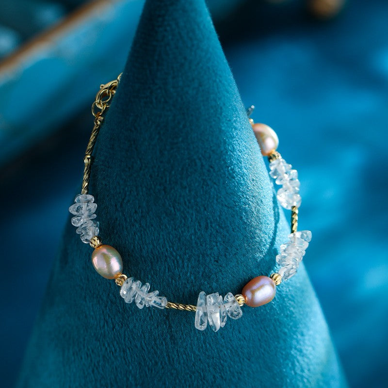 S2257C1 Pearl Pure White Quartz Bracelet Bangle Hand Chain fine handmade gifts