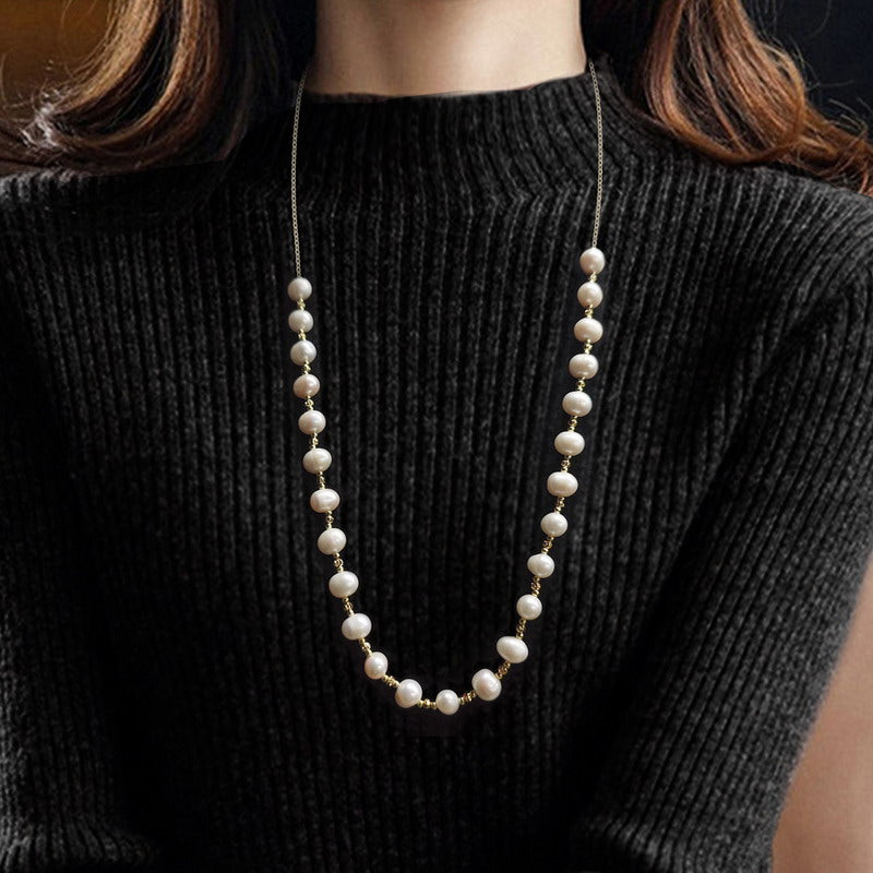 S2159N1 Pearl Sweater Chain Long Necklace Choker fine handmade gifts
