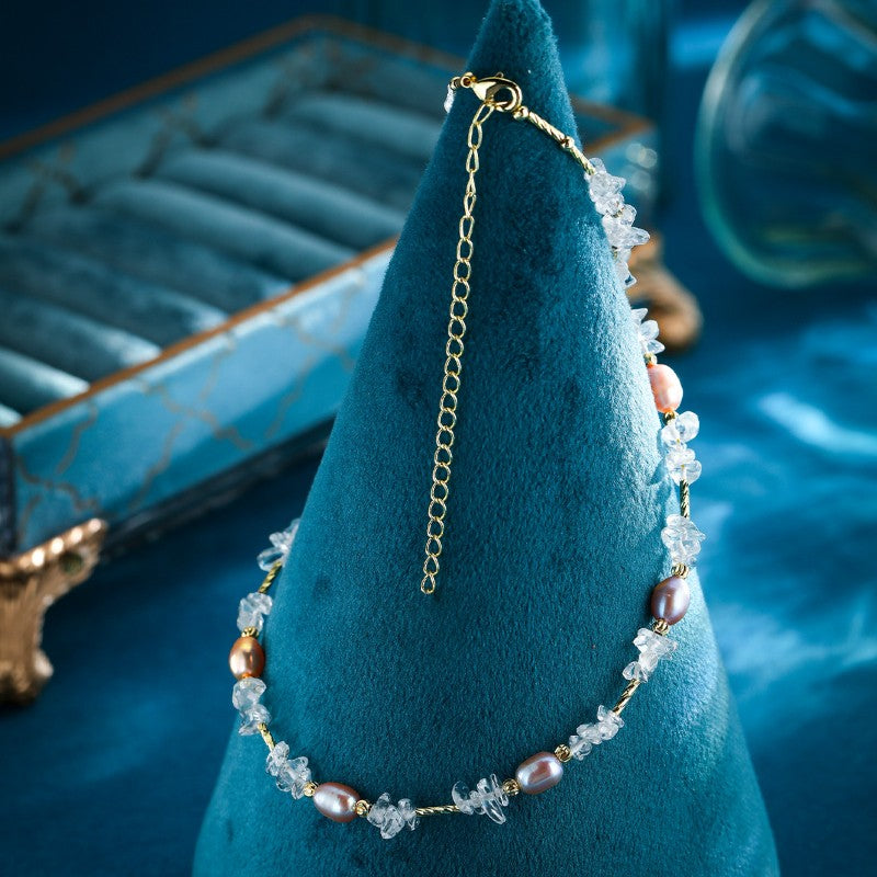 S2773N1 Pearl Pure White Quartz Necklace Choker Sweater Chain Long necklace fine handmade gifts