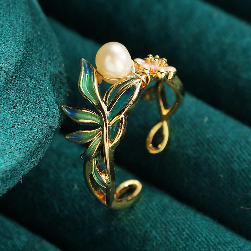S2084R1 Pearl adjustable one-size-fits-all Engagement Rings fine handmade gifts