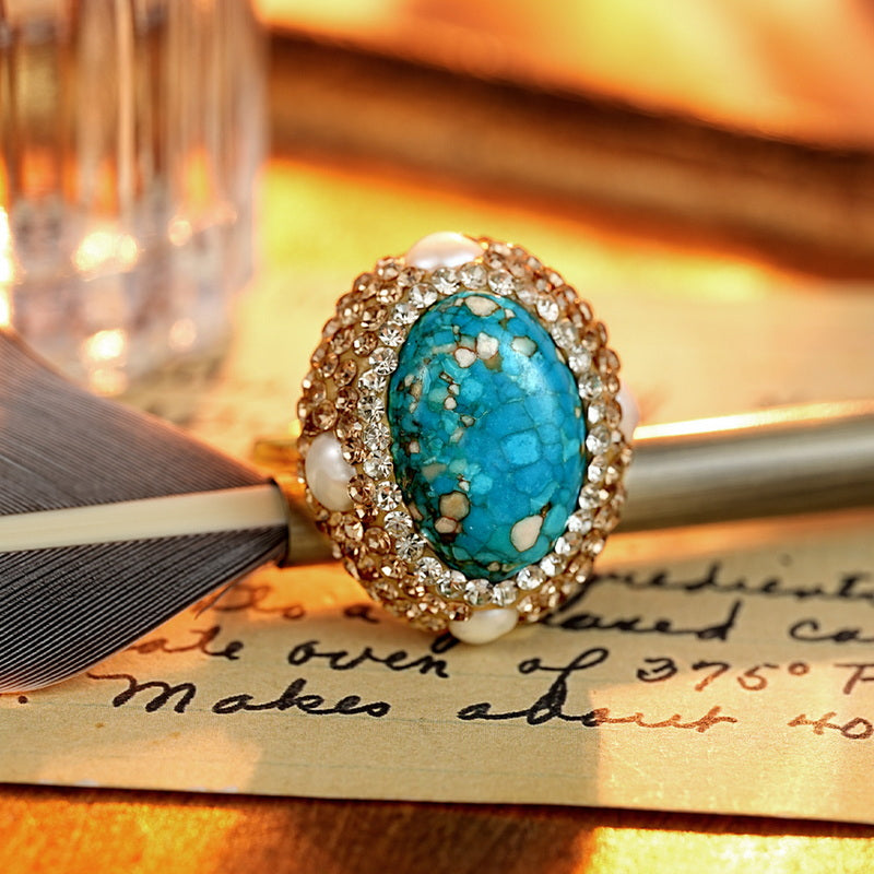 S2101R1 Pearl adjustable one-size-fits-all Engagement Ring fine handmade gifts