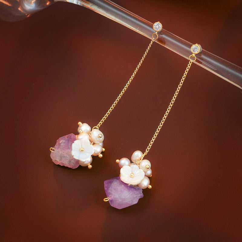 S4451E1 Pure Amethyst Pearl Stud Earrings Ear Accessories fine handmade gifts