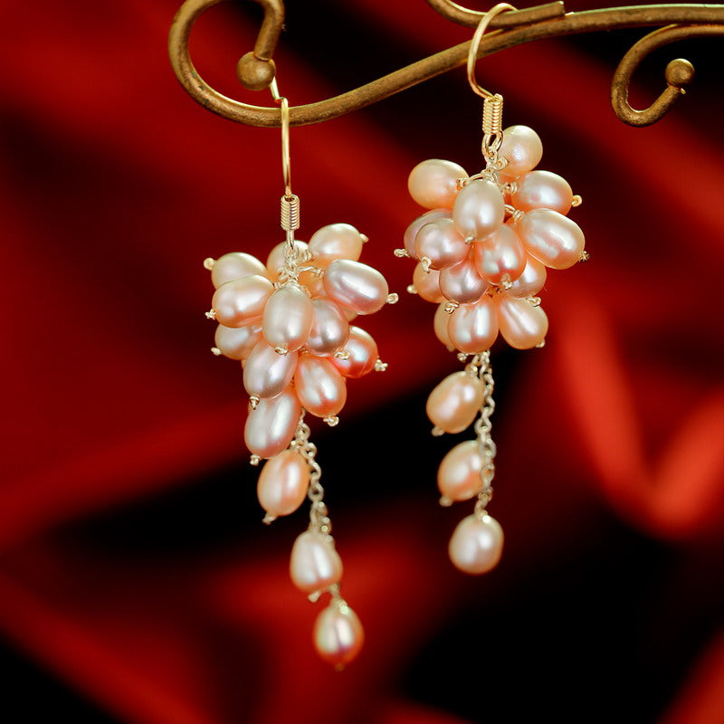 S4519E1 Pearl flower Earrings Stud Ear Accessories fine handmade gifts