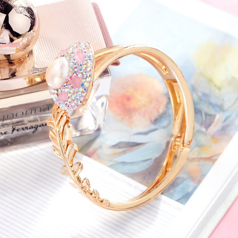 S2222C1 pearl Pure Rose Quartz bracelet Bangle Hand Chain fine handmade gifts