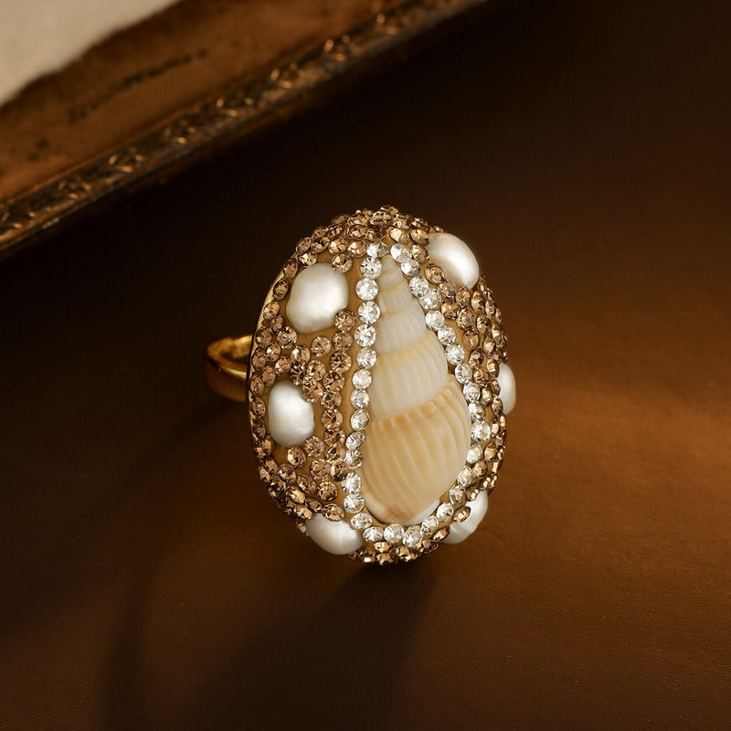 S2000R1 pearl adjustable one-size-fits-all engagement rings fine handmade gifts