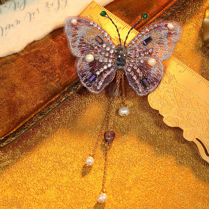 S2312B1 pearl butterfly brooch Scarf Buckle fine handmade gifts