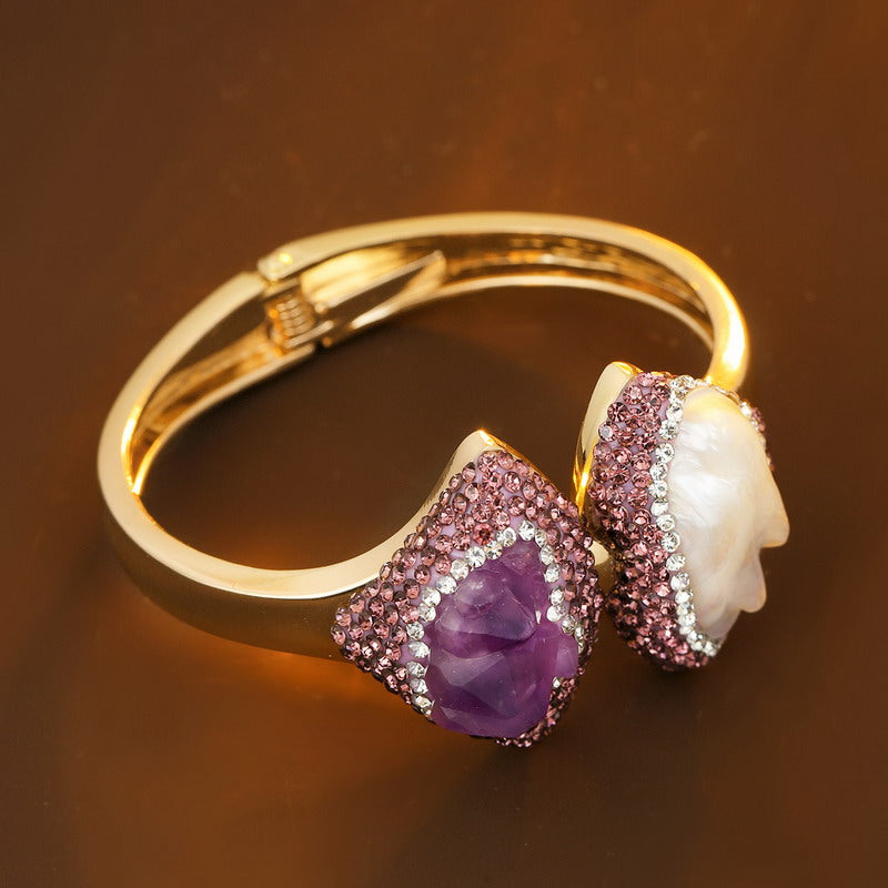 S2216C1 Pure Amethyst pearl bracelet Bangle Hand Chain fine handmade gifts