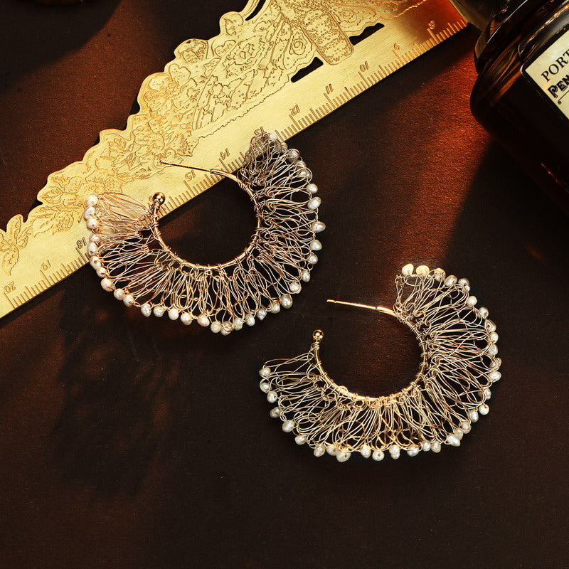 S4893E1 Pearl Copper Stud Ear Accessories Hoop Earrings fine handmade gifts