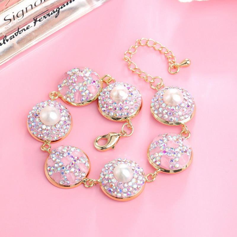 S2215C1 pearl Rose Quartz bracelet Bangle Hand Chain fine handmade gifts