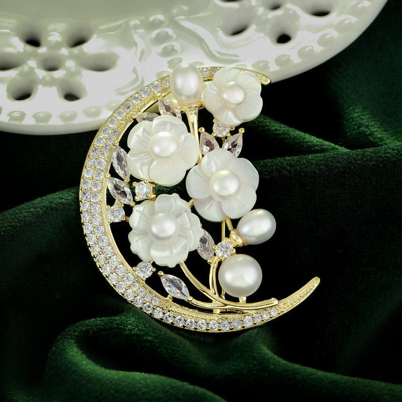 S2243B1 Pearl Flower Brooch Scarf Buckle fine handmade gifts