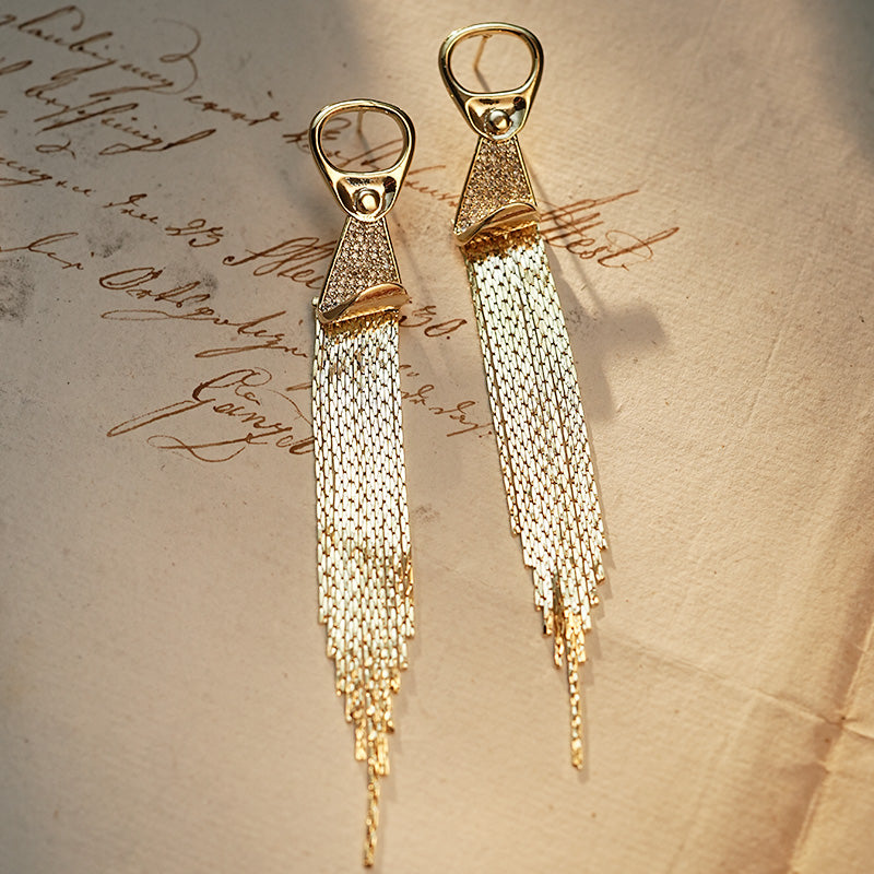 S4889E1 Earring Long Stud Ear Accessories with tassels fine handmade gifts