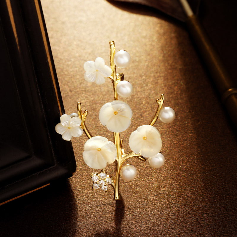 S2049B1 Pearl Flower Brooch Scarf Buckle fine handmade gifts