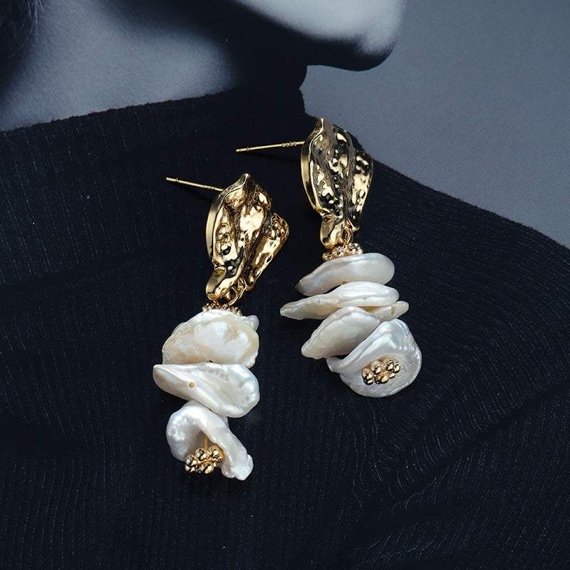 S4876E1 Pearl irregular Earring Stud Ear Accessories fine handmade gifts