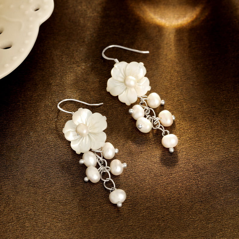 S4278E1 Pearl Flower Earrings Stud Ear Accessories fine handmade gifts