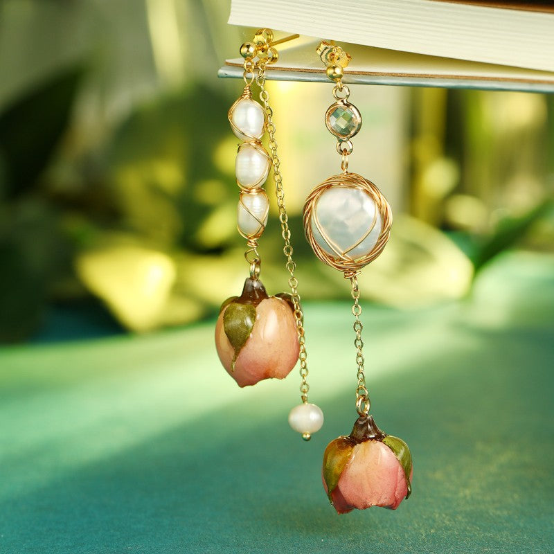 S4926E1 Pearl Flower Earrings Stud Ear Accessories fine handmade gifts